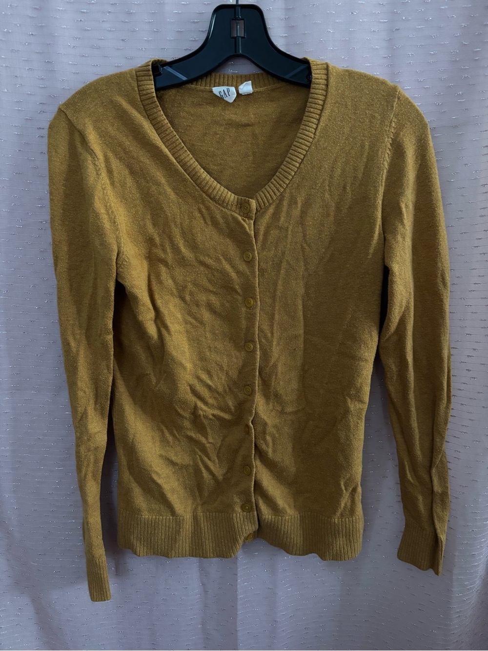GAP Women's Mustard Yellow V-Neck Button-Up Cardigan